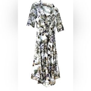 Lidi Boho Vintage Inspired Floral Print Summer Dress Satin and Lace NWOT